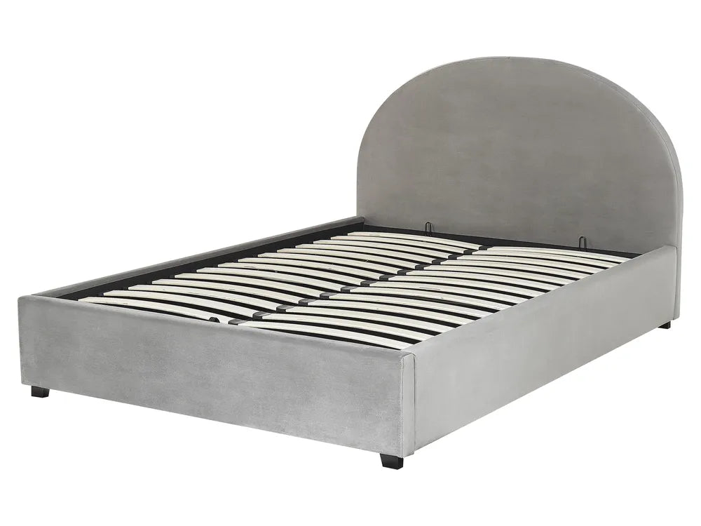 Ottoman Bed Velvet 160 x 200 cm (EU King Size) Light Grey Strandy