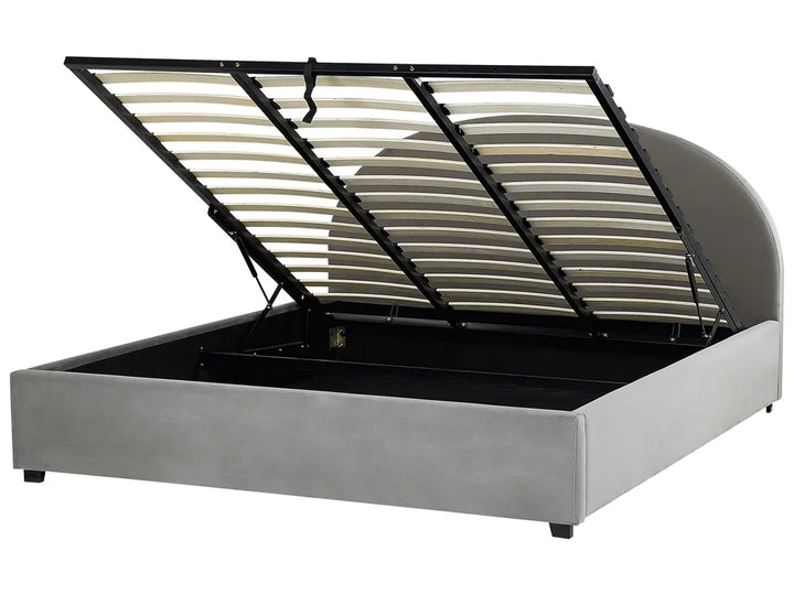 Ottoman Bed Velvet 180 x 200 cm (EU Super King) Light Grey Strandy