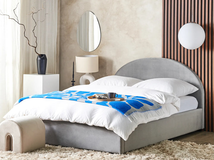 Ottoman Bed Velvet 180 x 200 cm (EU Super King) Light Grey Strandy