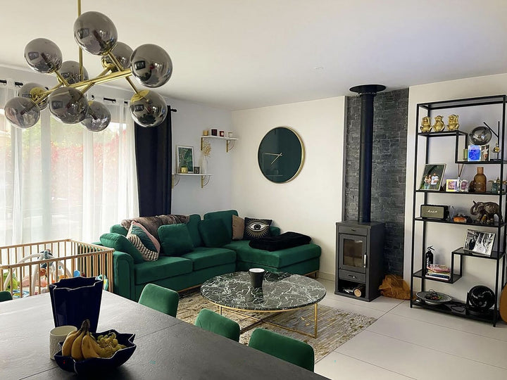 Oslo Left Hand Velvet Corner Sofa Emerald Green
