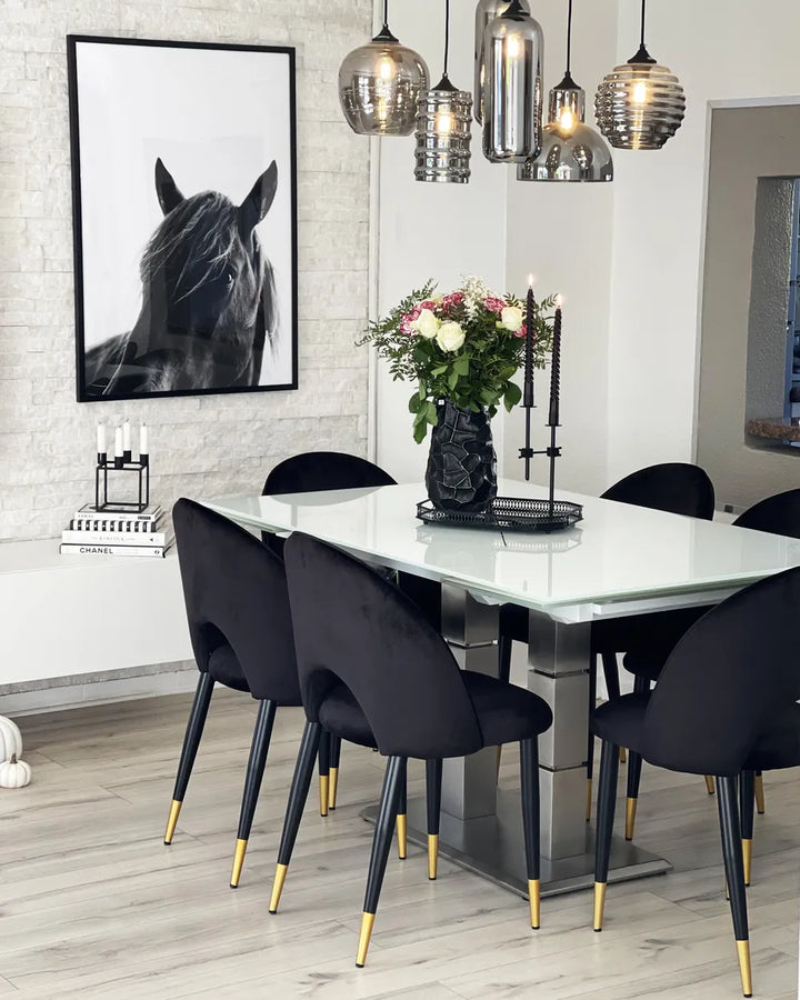 Set of 2 Dining Chairs Velvet Black Xera