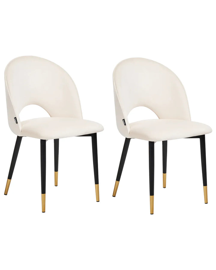 Set of 2 Dining Chairs Velvet Light Beige Olivia