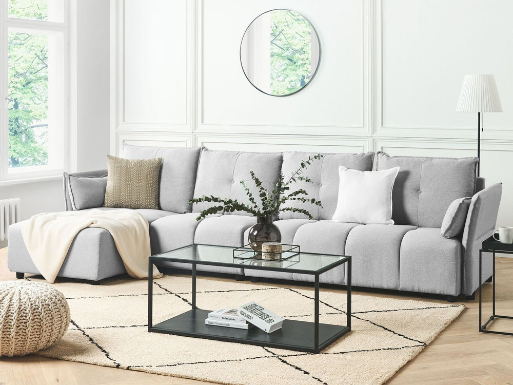Tomra Right Hand Fabric Corner Sofa Light Grey 