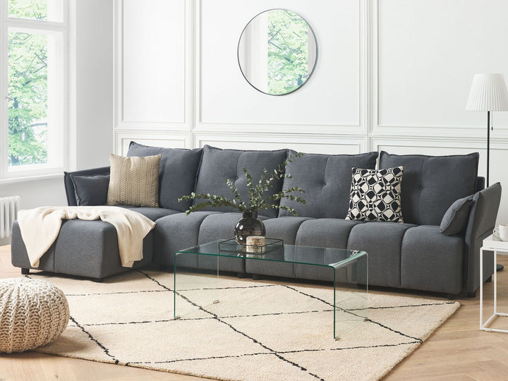 Tomra Right Hand Fabric Corner Sofa Dark Grey