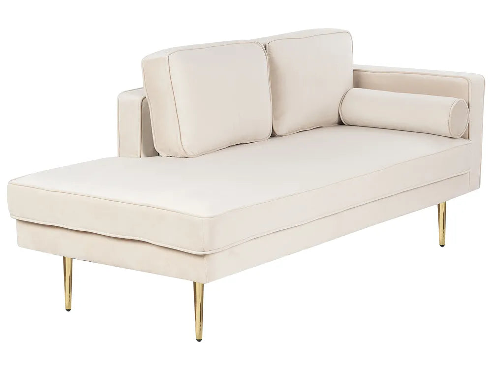 Right-Hand Chaise Lounge Velvet Beige Alhertine
