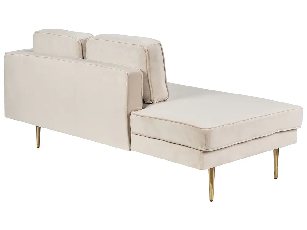 Right-Hand Chaise Lounge Velvet Beige Alhertine