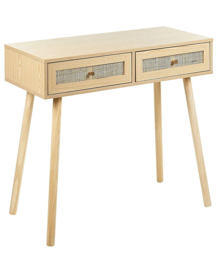 Console Table Light Brown Practical Drawers Vostia