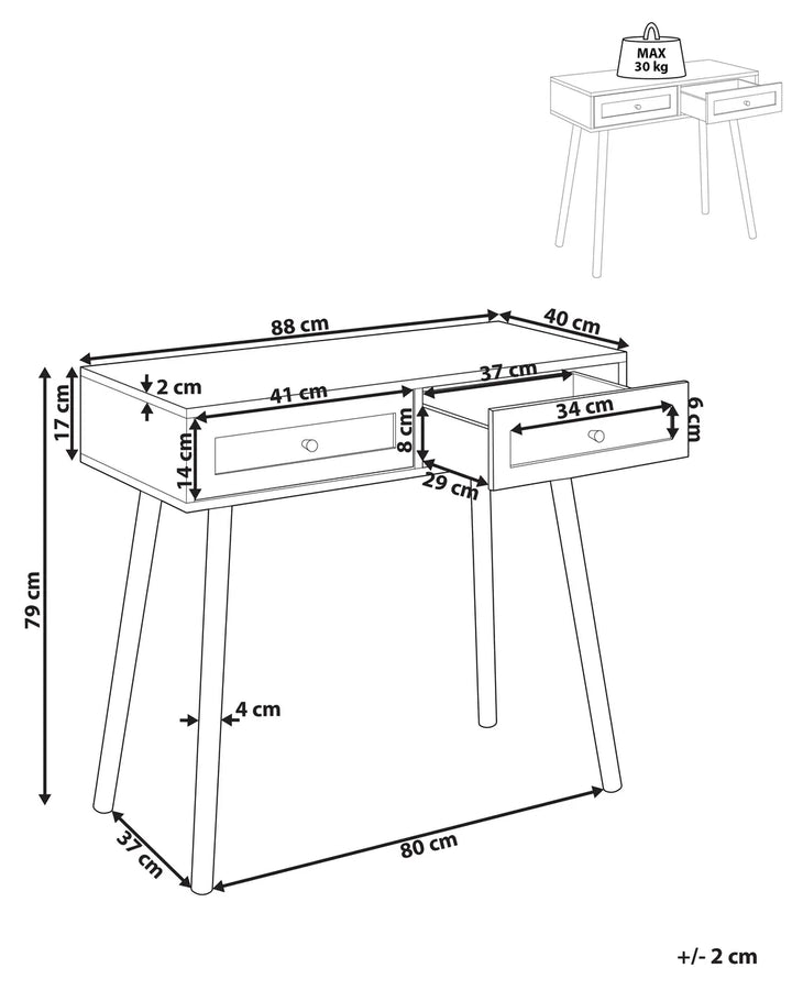 Console Table Light Brown Practical Drawers Vostia