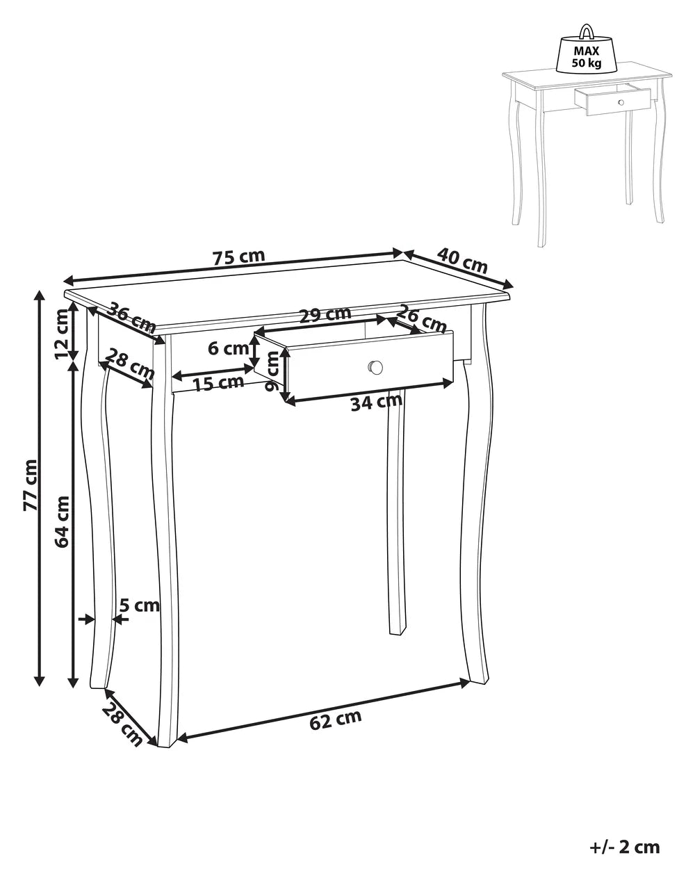 Console Table White Additional Storage Space Irvano