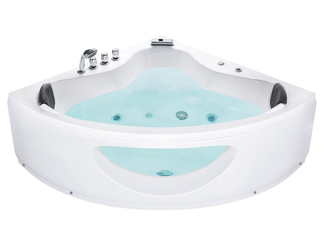 Whirlpool Corner Bath with LED 1900 x 1380 mm cm White Tocoa