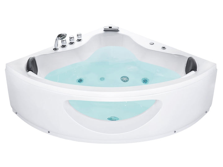 Whirlpool Corner Bath with LED 1900 x 1380 mm cm White Tocoa