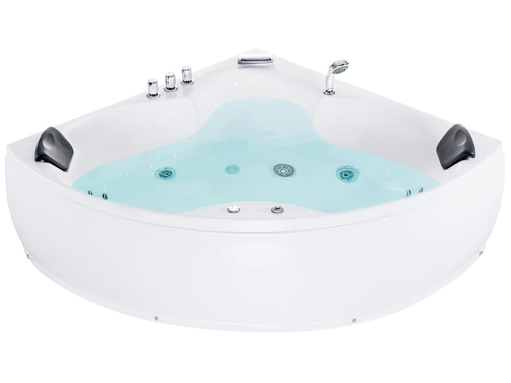 Whirlpool Corner Bath with LED 2500 x 1500 mm White Senado