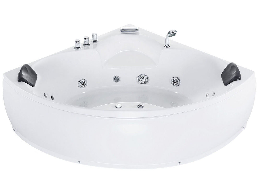 Whirlpool Corner Bath with LED 2500 x 1500 mm White Senado