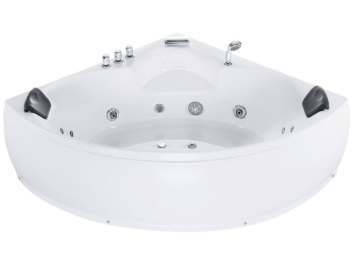 Whirlpool Corner Bath with LED 2500 x 1500 mm White Senado