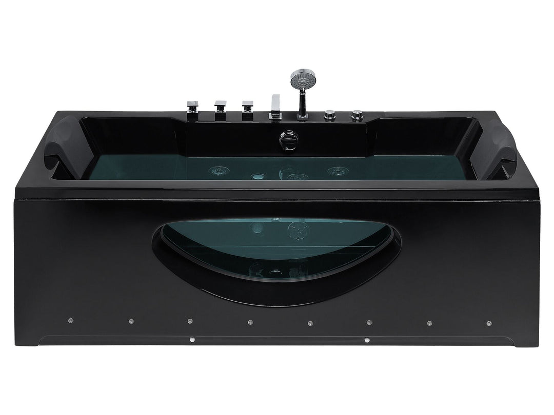 Whirlpool Bath with LED 1700 x 800 mm Black Hawes
