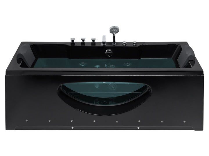 Whirlpool Bath with LED 1700 x 800 mm Black Hawes
