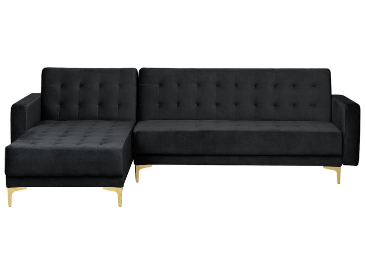 Aberdeen Right Hand Velvet Corner Sofa Black