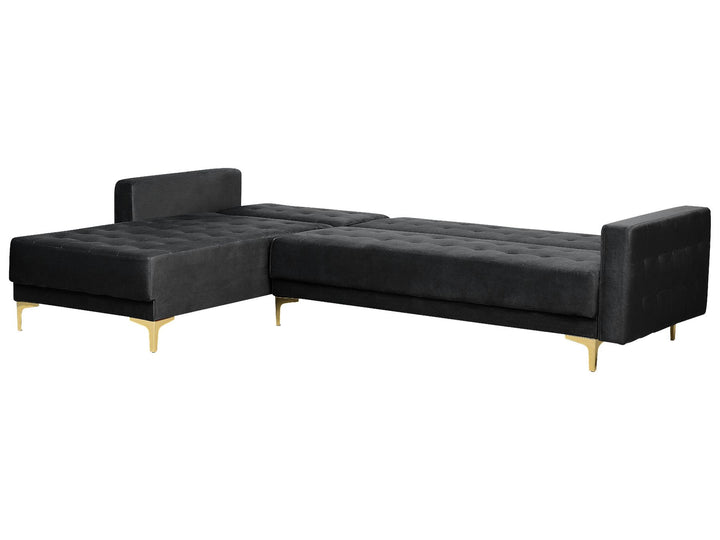 Aberdeen Right Hand Velvet Corner Sofa Black