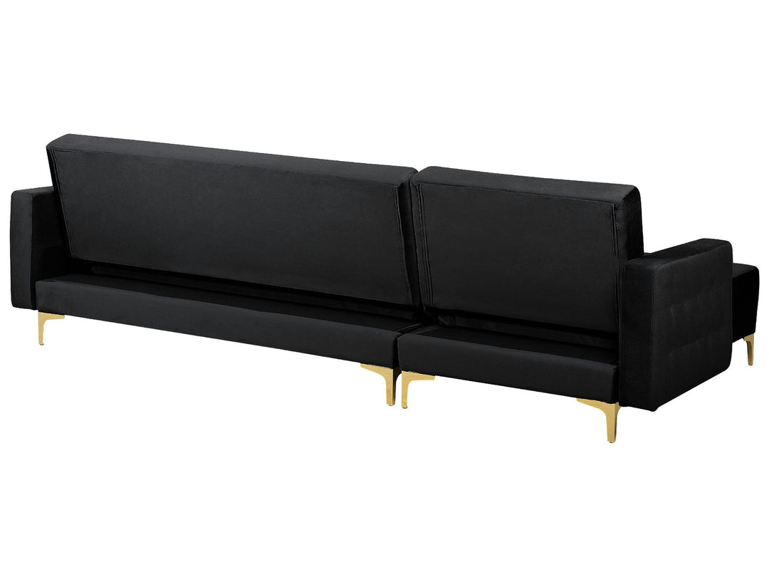 Aberdeen Right Hand Velvet Corner Sofa Black