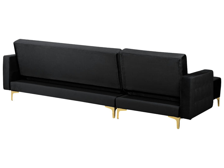 Aberdeen Right Hand Velvet Corner Sofa Black