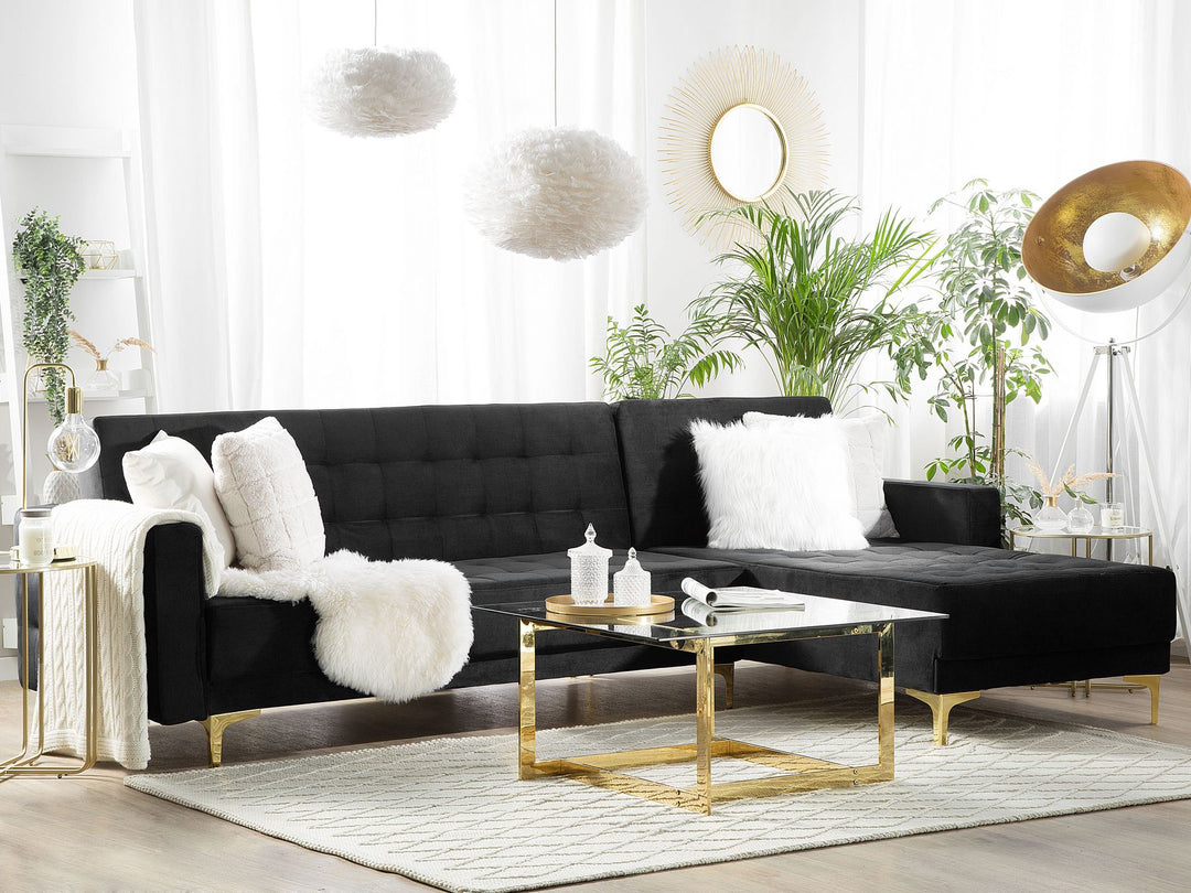 Aberdeen  Corner Sofa Black Velvet