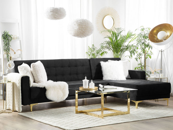 Aberdeen  Corner Sofa Black Velvet