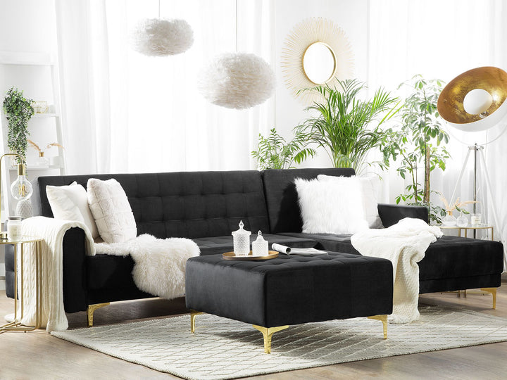 Aberdeen  Corner Sofa Black Velvet