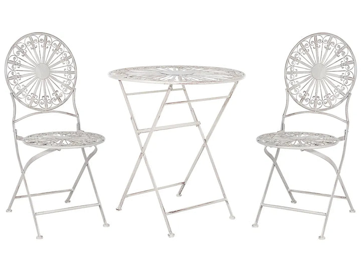Bistro Set Folding Metal White Kelly