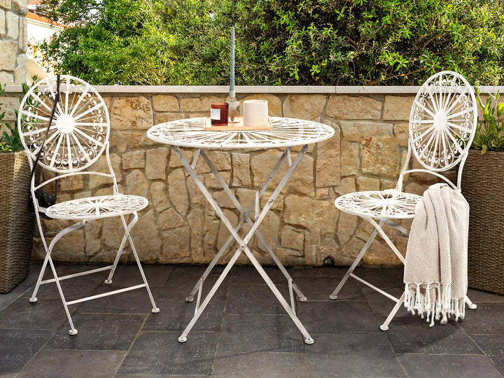 Bistro Set Folding Metal White Kelly