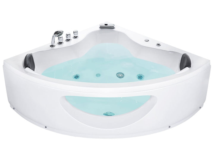 Whirlpool Corner Bath with LED 2050 x 1460 mm White Tocoa