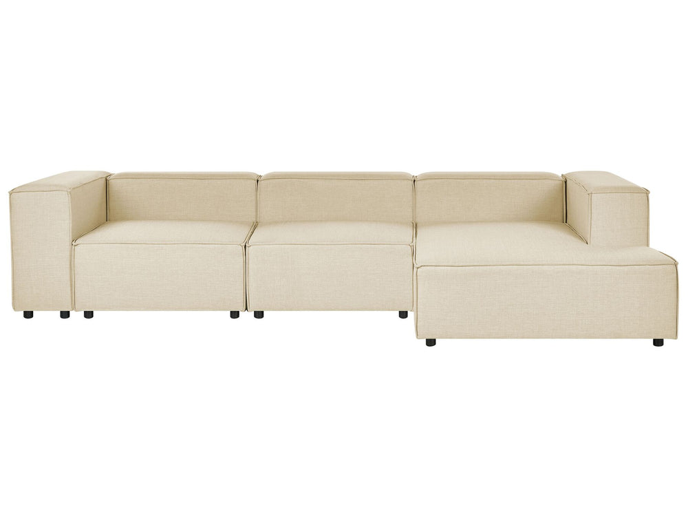 Aprica Left Hand 3 Seater Modular Linen Corner Sofa Beige