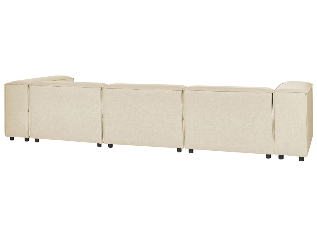 Aprica Left Hand 3 Seater Modular Linen Corner Sofa Beige