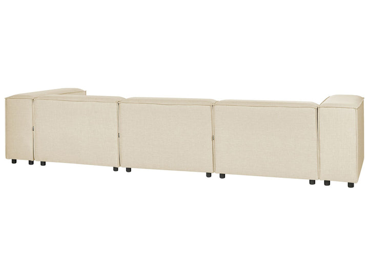 Aprica Left Hand 3 Seater Modular Linen Corner Sofa Beige