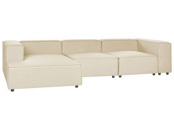 Aprica Right Hand 3 Seater Modular Linen Corner Sofa Beige