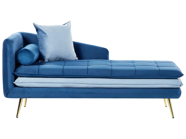 Left-Hand Chaise Lounge Velvet Blue Vervino