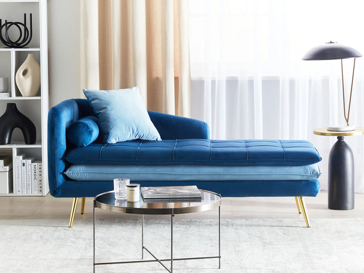 Left-Hand Chaise Lounge Velvet Blue Vervino