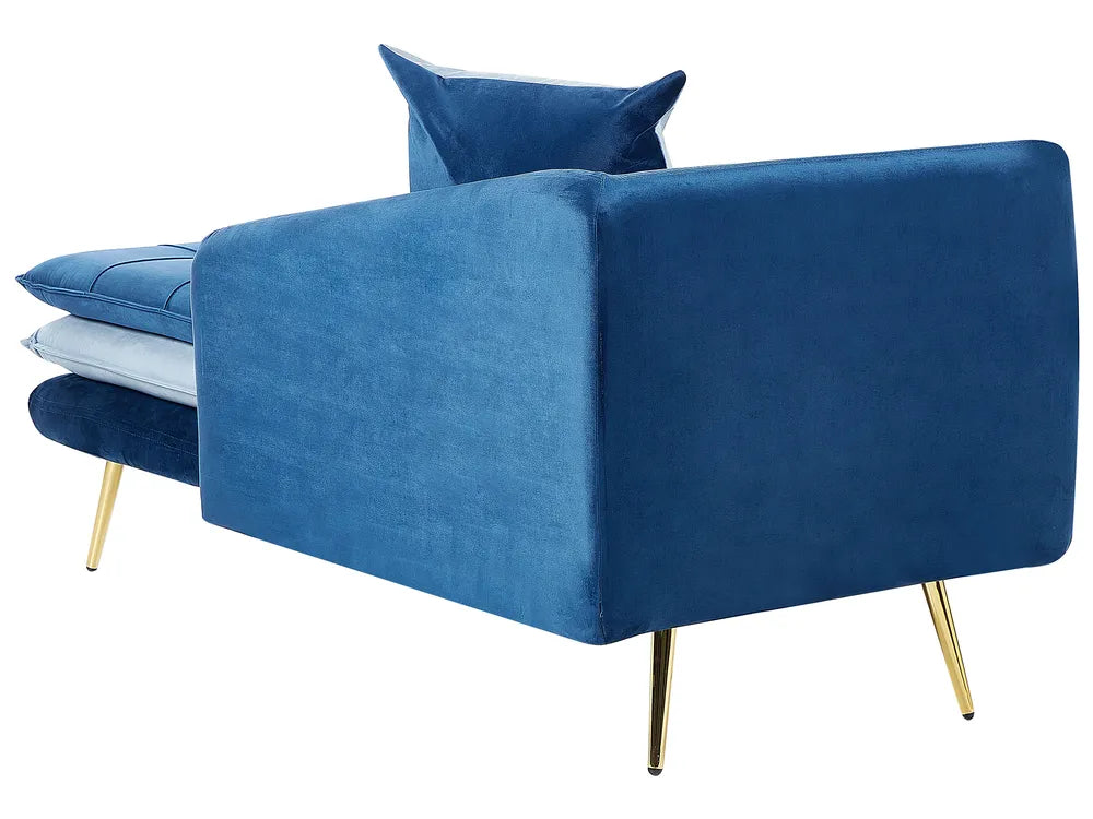 Left-Hand Chaise Lounge Velvet Blue Vervino