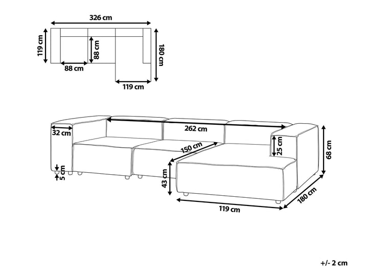 Aprica Left Hand 3 Seater Modular Linen Corner Sofa Beige