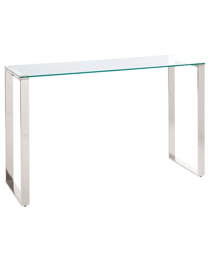 Silver glass console table