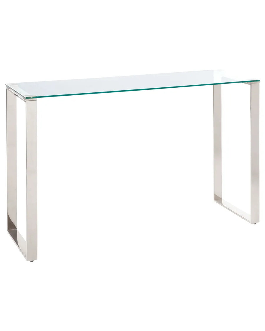 Silver glass console table