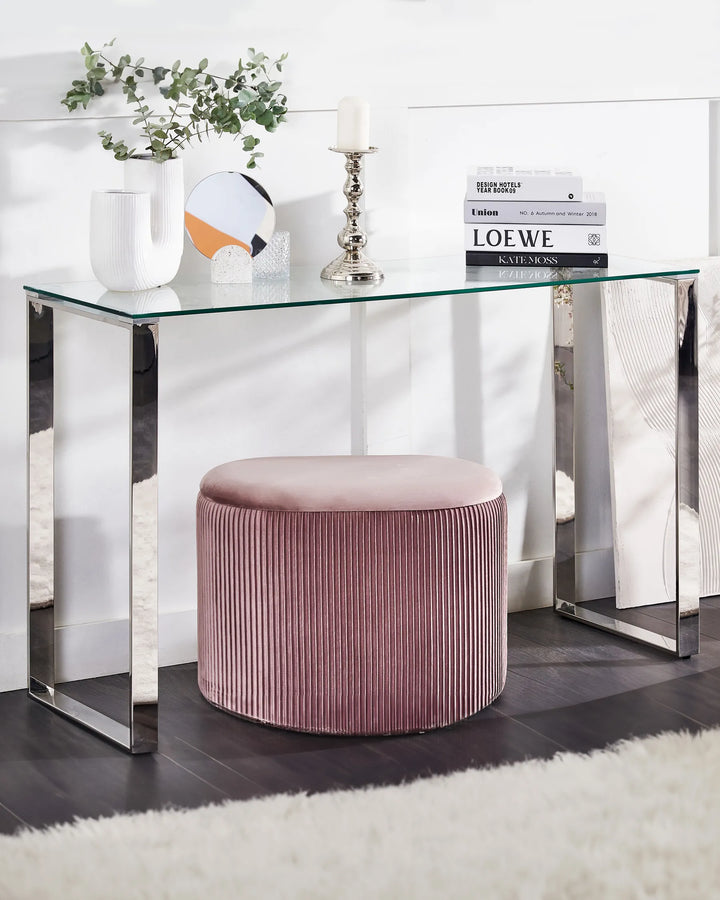 Tempered glass entryway table silver