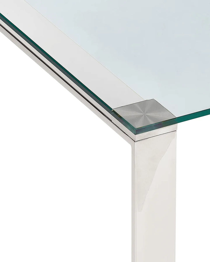 Console Table Tempered Glass Silver Elegant Design Vornio