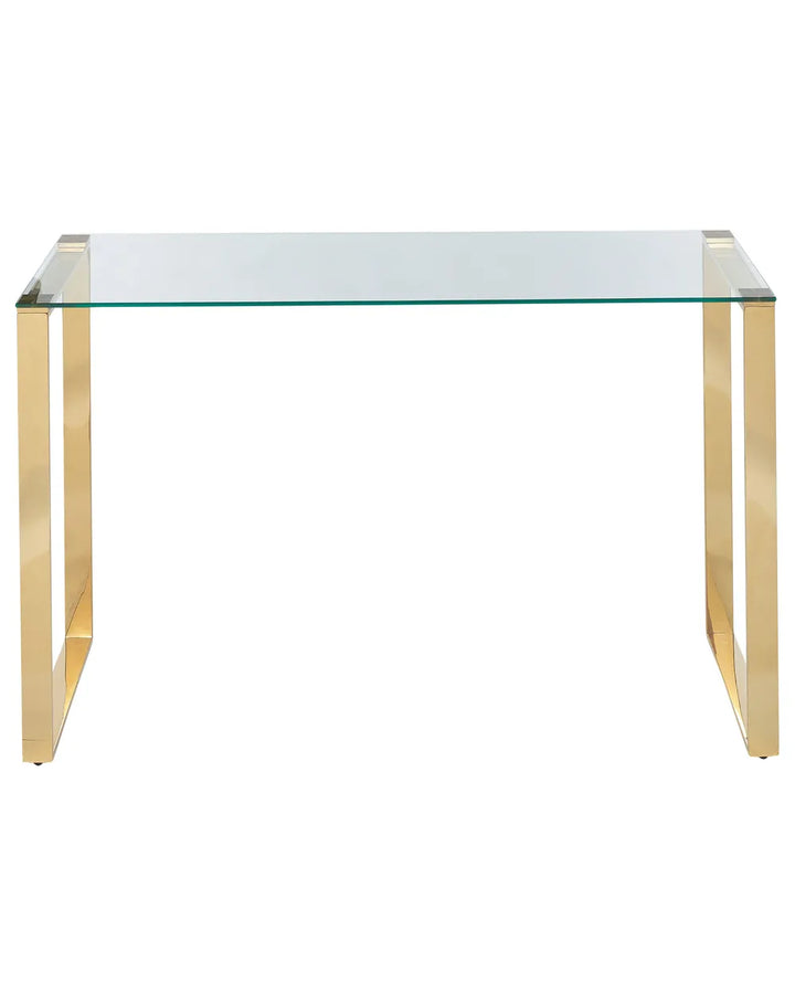 Console Table Tempered Glass Gold Elegant Design Vornio