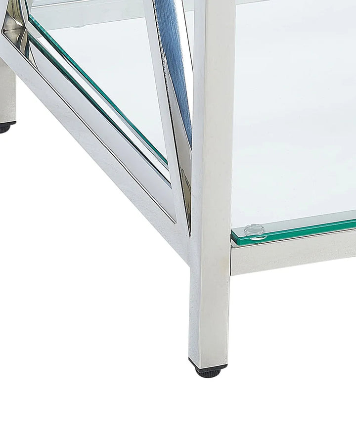 Console Table Tempered Glass Silver Elegant Design Sevano