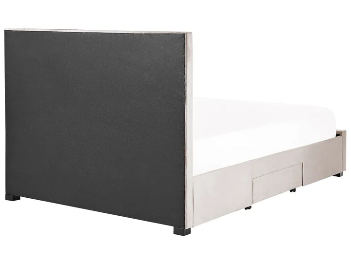 Bed with Storage Drawers Velvet 160 x 200 cm (EU King Size) Beige Klea