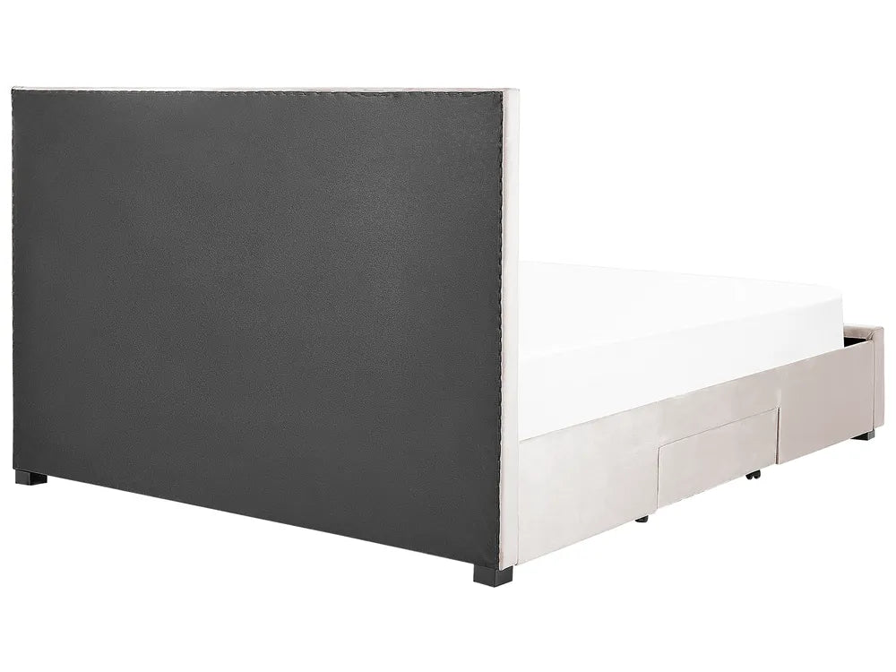 Bed with Storage Drawers Velvet 180 x 200 cm (EU Super King) Beige Klea