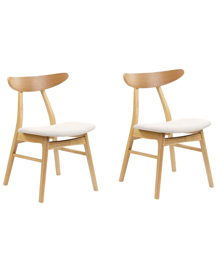 Set of 2 Dining Chairs Wood Light Brown/ Beige Ana