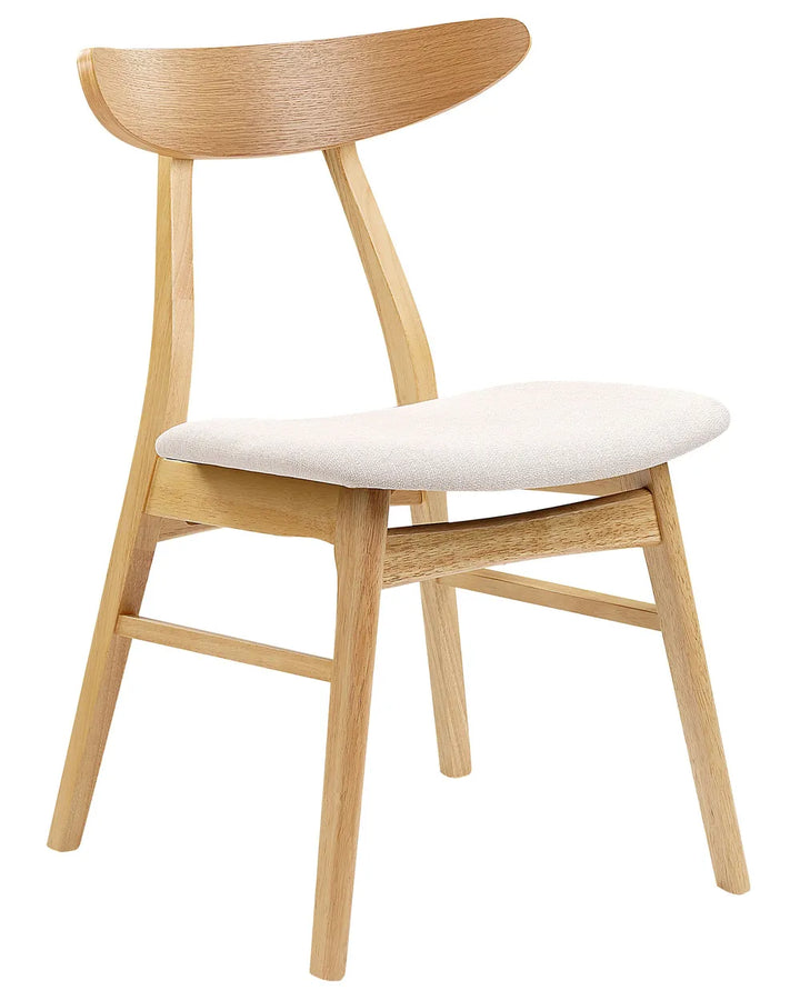 Set of 2 Dining Chairs Wood Light Brown/ Beige Ana