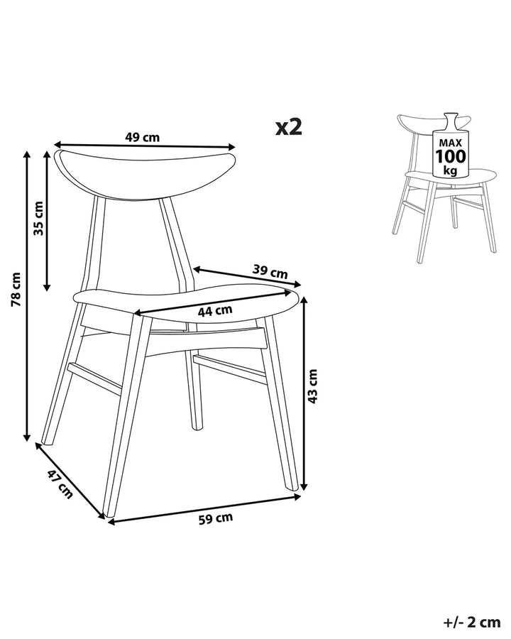 Set of 2 Dining Chairs Wood Light Brown/ Beige Ana