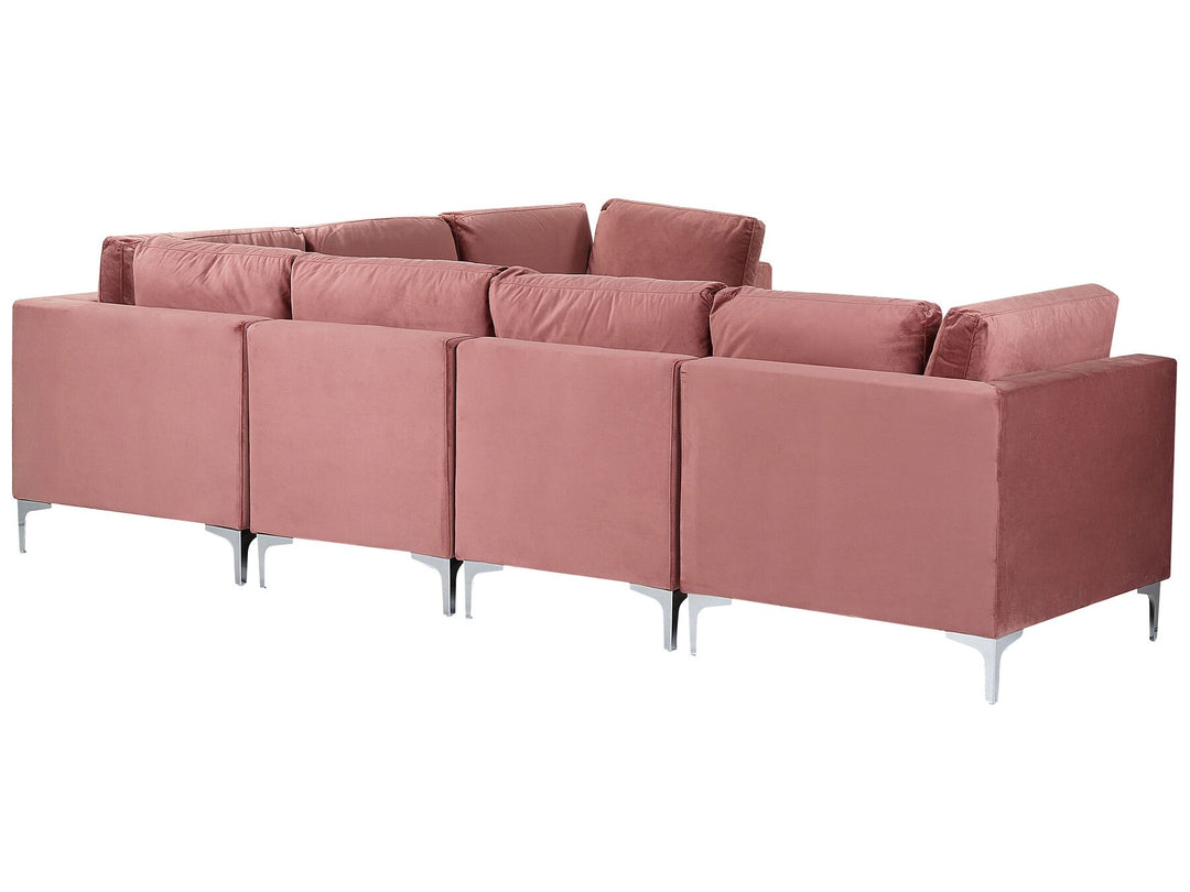 Evja Left Hand 6 Seater Modular Velvet Corner Sofa Pink